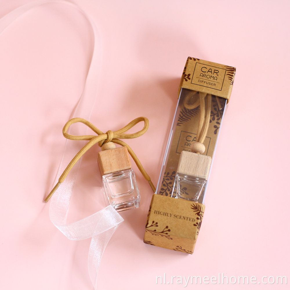 draagbare etherische oliehangende auto parfum diffuser met houten dop 10 ml